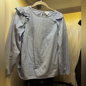 J.Crew blue and white striped long sleeved top